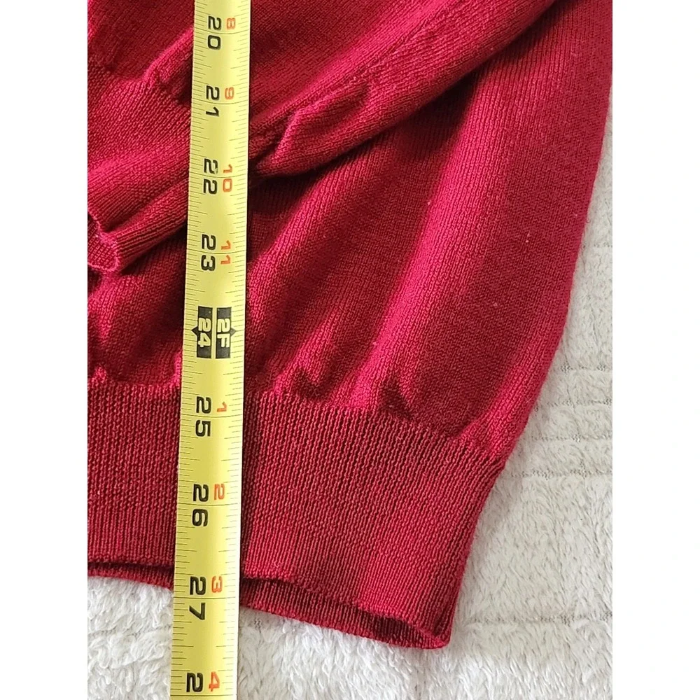 Joseph Abboud 100% Extra Fine Wool V Neck Sweater Size L‎ Brick Red